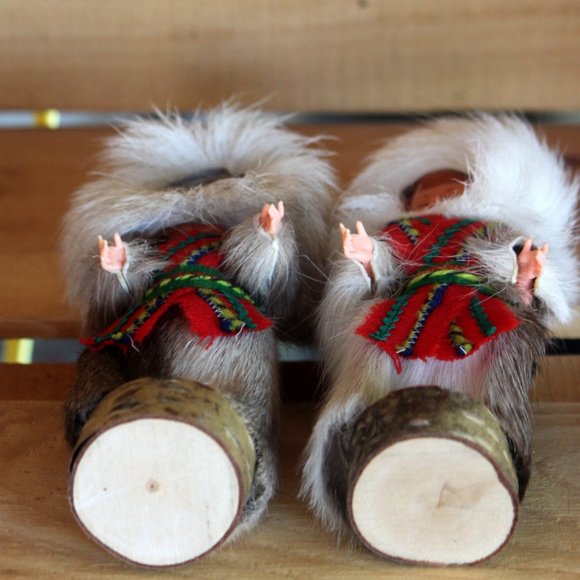 Vintage Celluloid Laplander Finnish Cultural Souvenir Dolls With Reindeer Fur - Picture 8 of 8